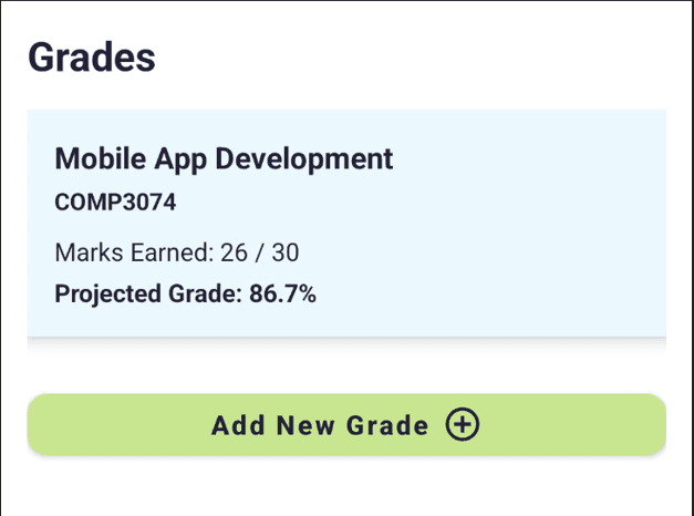 Courses Listview of Android ClassMate app