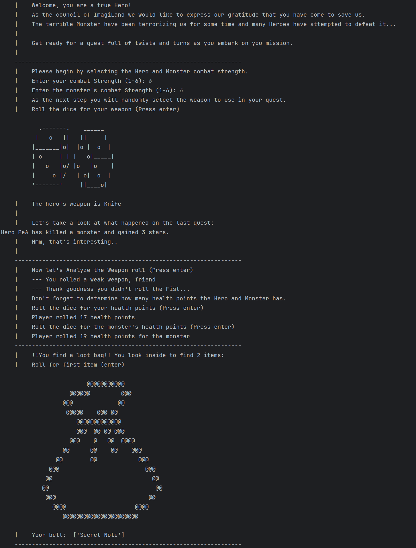 Python Game - Beginning of the Game